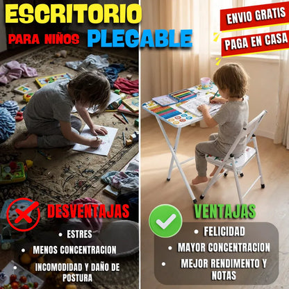Escritorio Plegable + Silla Infantil Premium